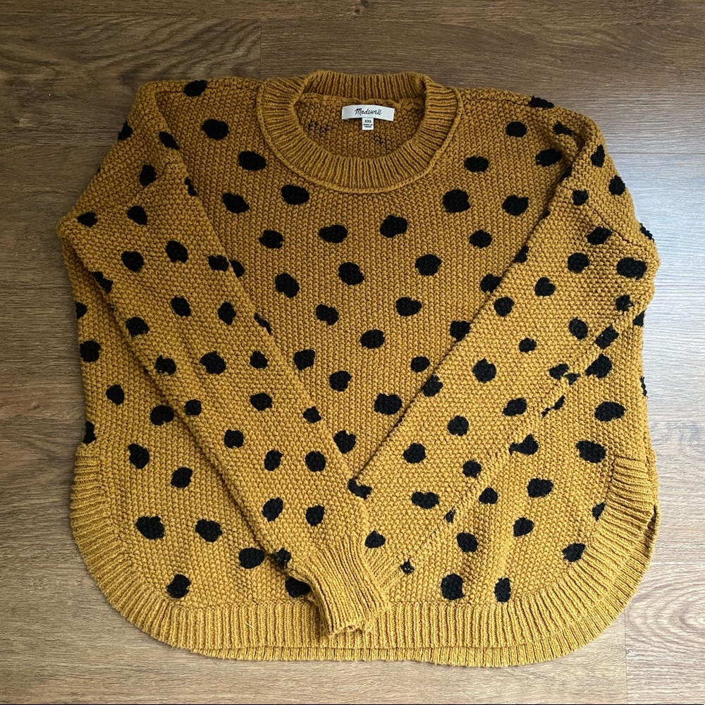 Madewell Painted Spots Pullover Sweater in Egyptian Gold Size XXS
